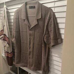 Bill Blass Taupe Textured Button Down Shirt